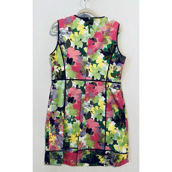 Calvin Klein Dress Womens 16 Watercolor Floral Sleeveless Sheath Artsy Career - Picture 3 of 5